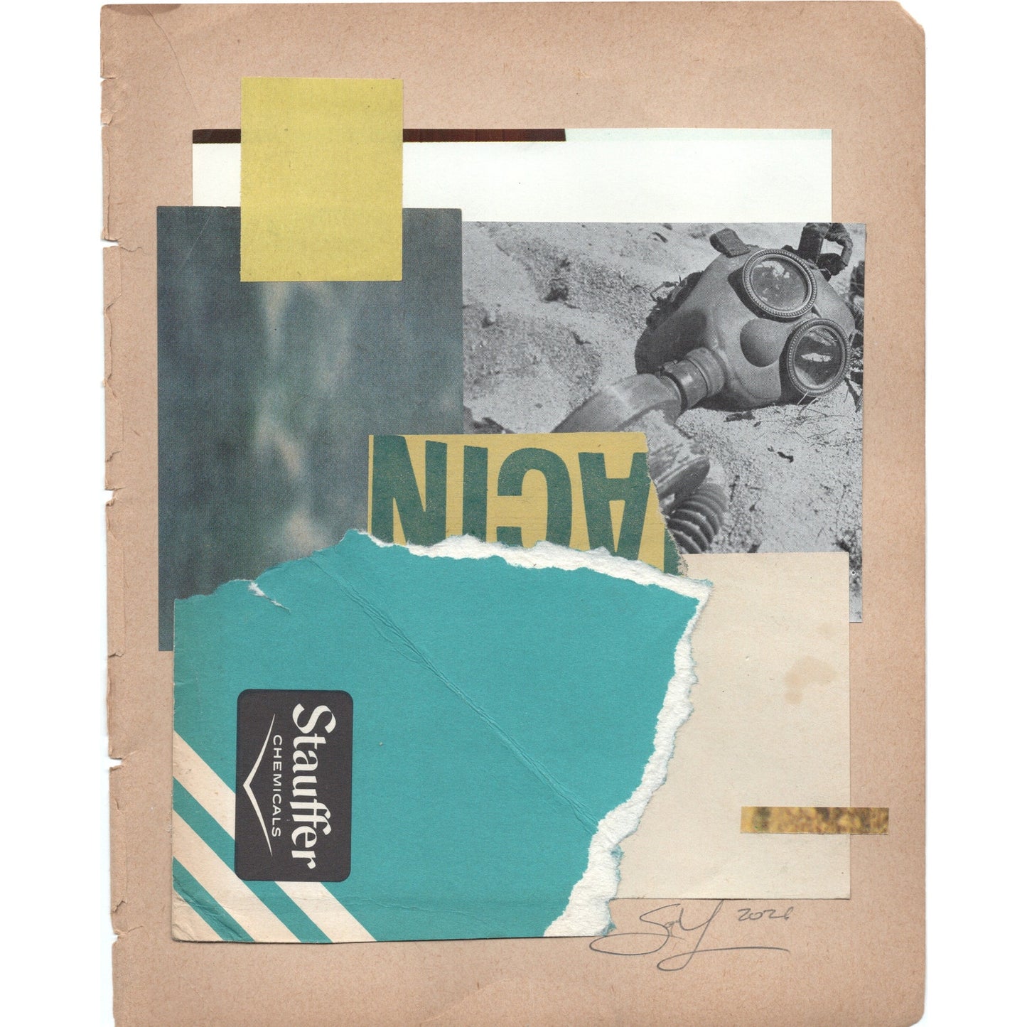 Original Mixed Media Modern Art Collage "Partible" 6.25x8" Signed