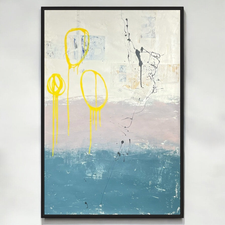 Original Mixed Media Abstract Modern Art Painting 24x36 "Chorizont" Signed