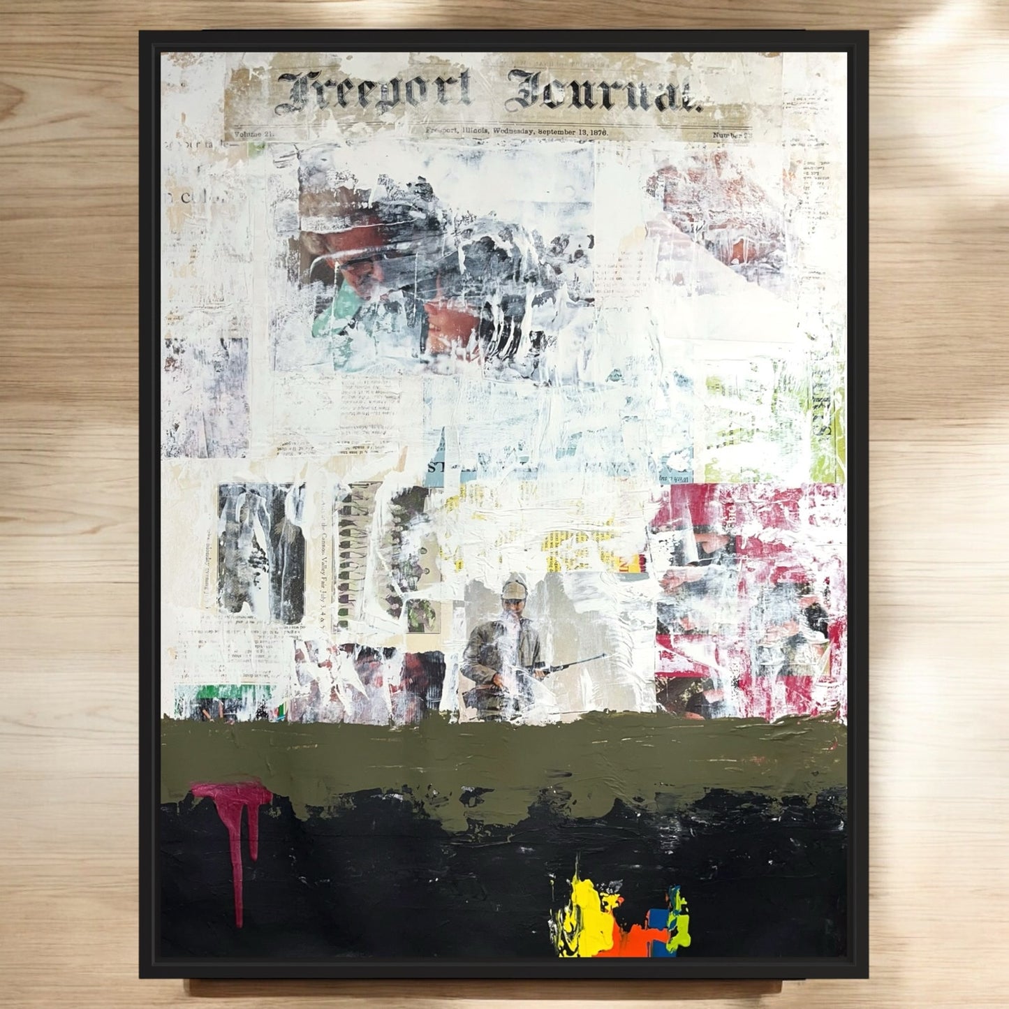 Original Mixed Media Abstract Modern Art Painting 18x24 "Freeport Journal"