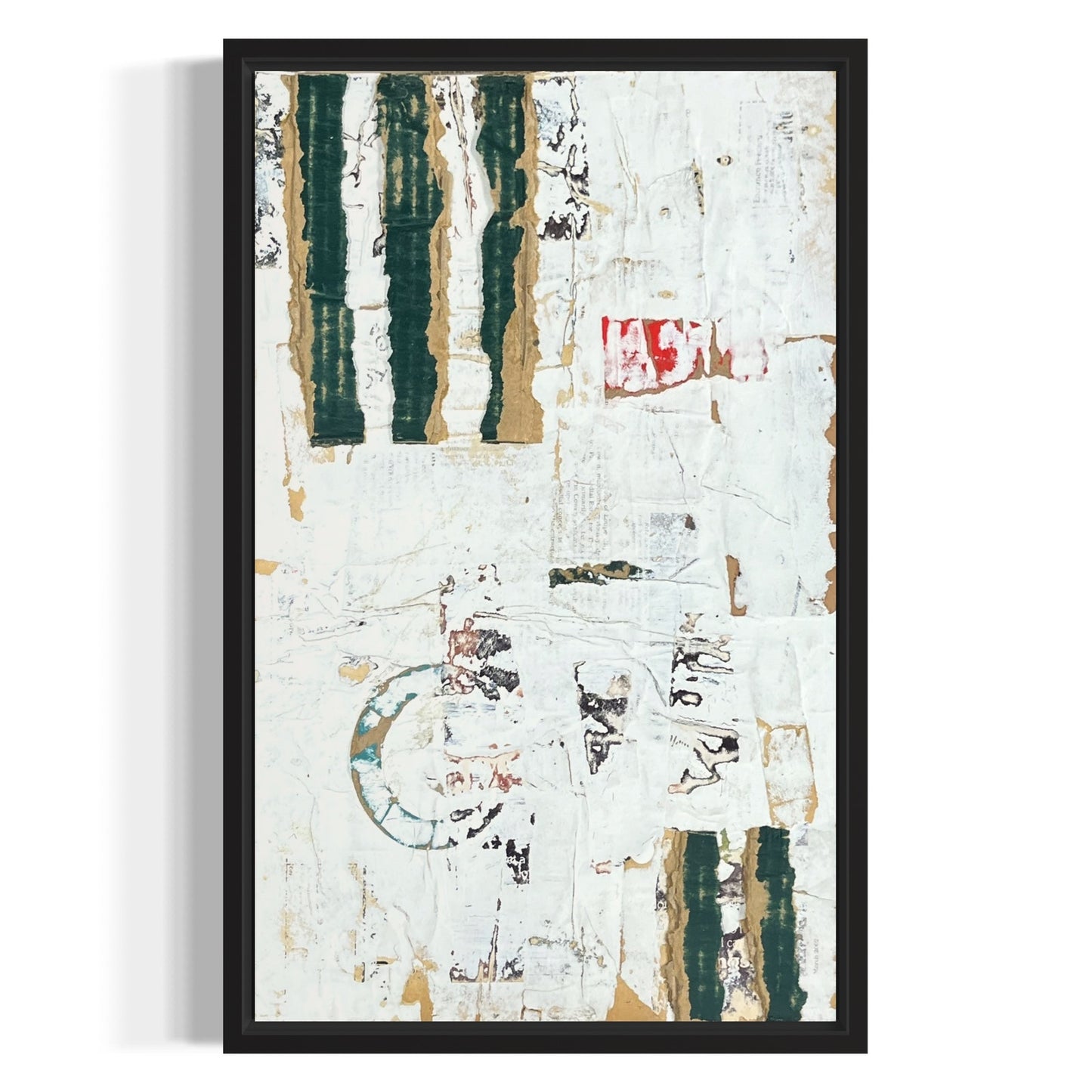 Original Framed Mixed Media Modern Art Collage Painting 12x18 "Cremaillere"