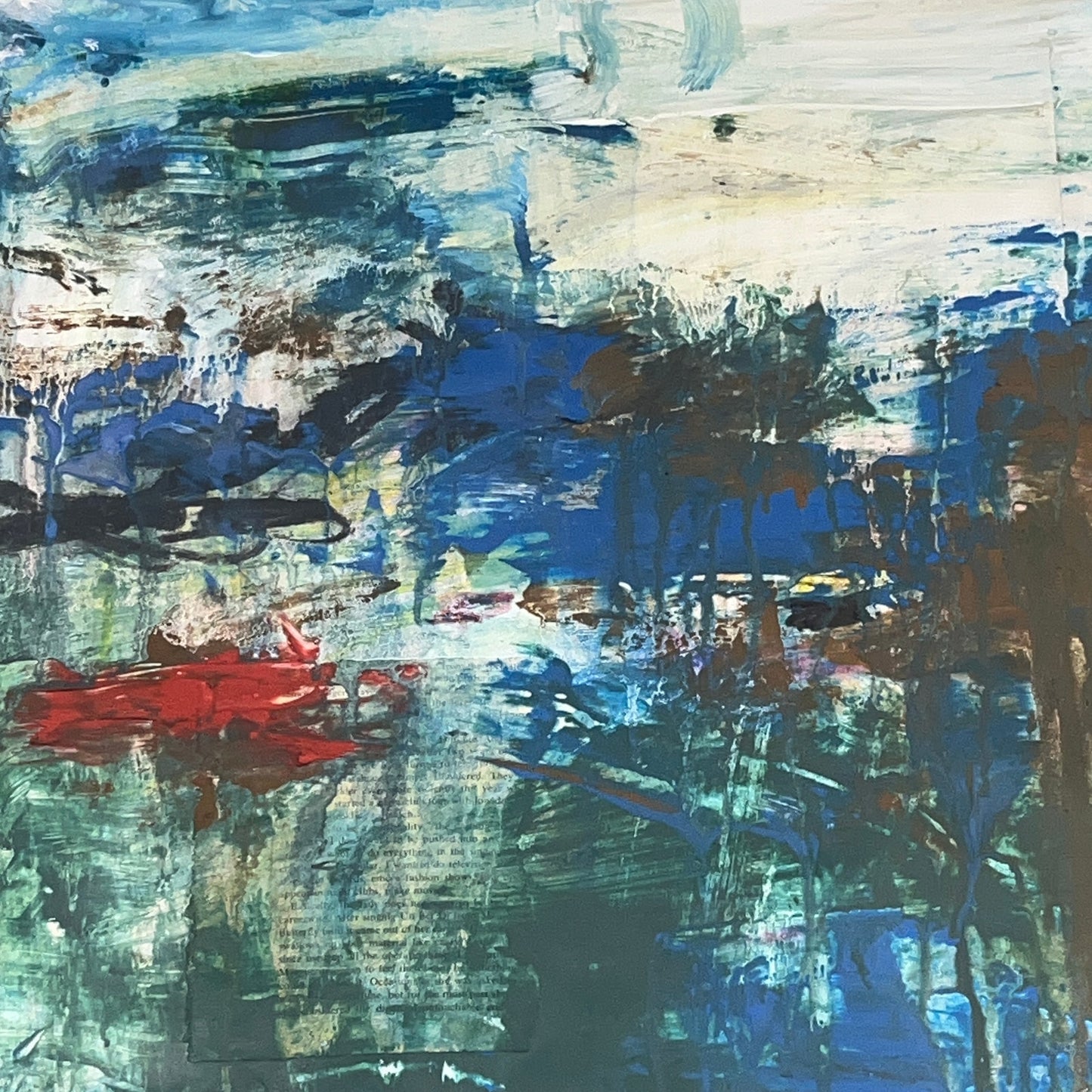 Original Mixed Media Abstract Modern Art Painting 24x36 "Slippery" Signed