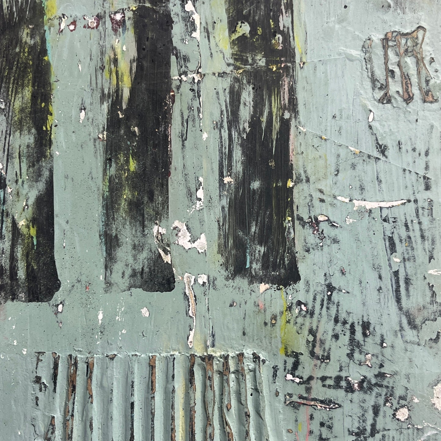 Original Grunge Minimalist Modern Art Collage Painting 8.5x11 "Heterography"