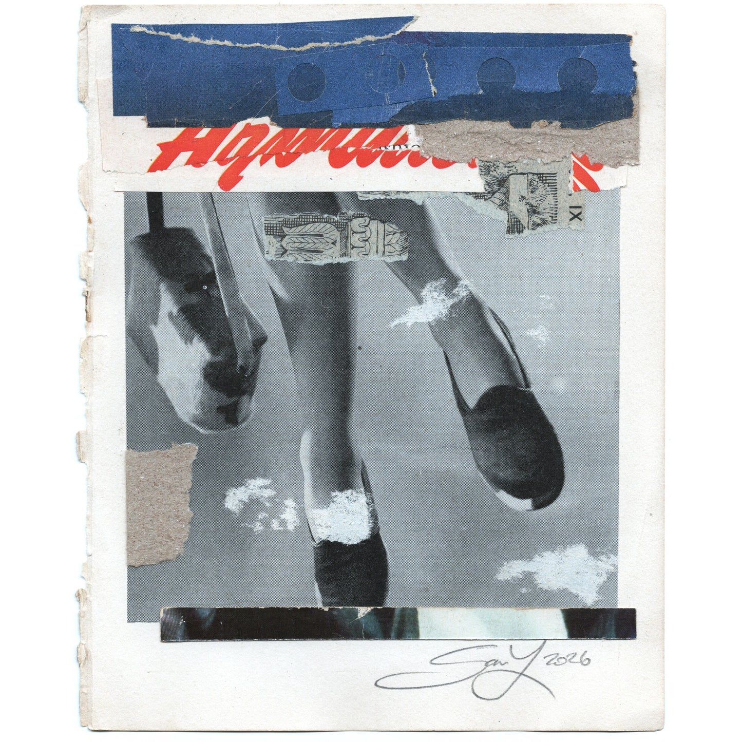 Original Mixed Media Modern Art Collage "Patroon" 5.25x6.75" Signed