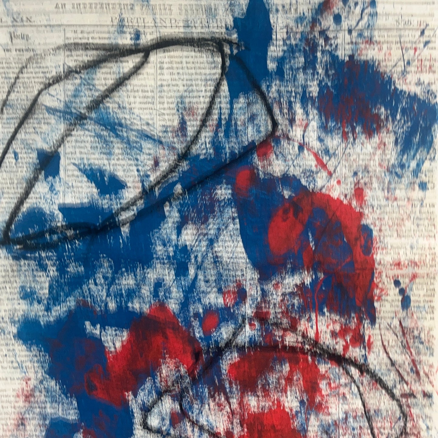 Original Mixed Media Abstract Modern Art Painting 11x16 "Portland 1855" Signed