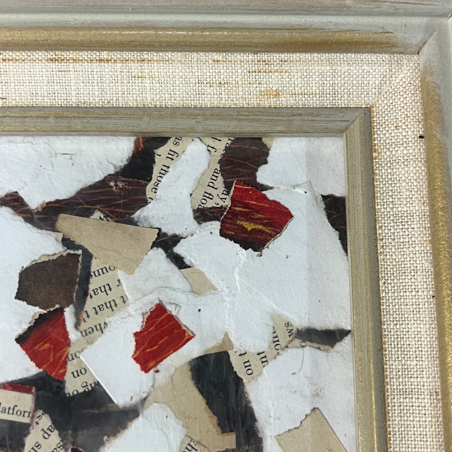 Original Framed Mixed Media Abstract Art Collage 11x13 "Center of the Earth I"
