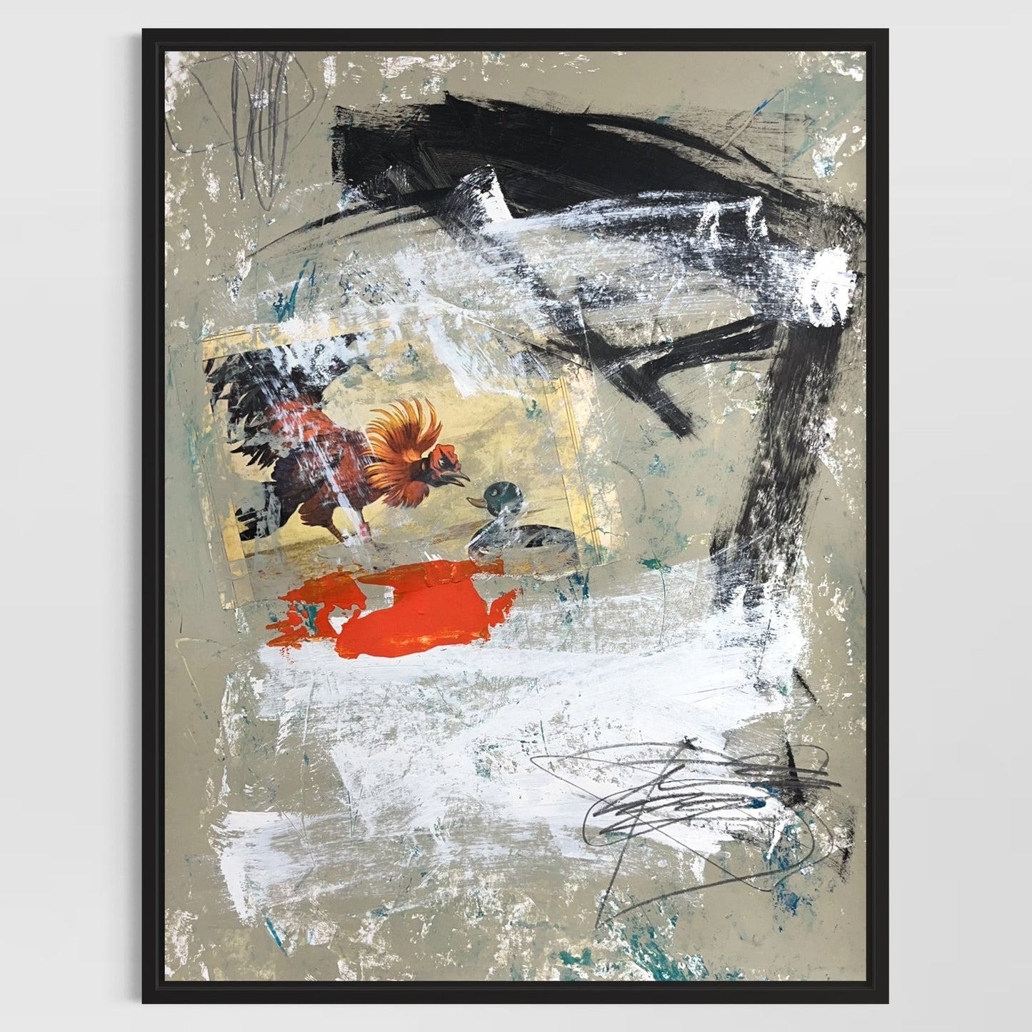 Original Mixed Media Abstract Modern Art Painting 18x24 "Zucchetto" Signed