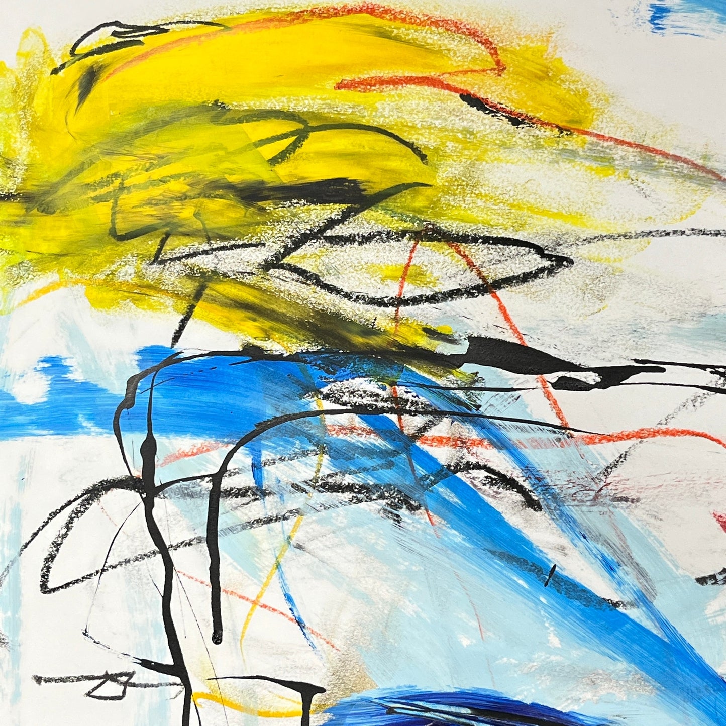 Original Mixed Media Abstract Modern Art Painting 24x36 "Bruto's Singing Boys"