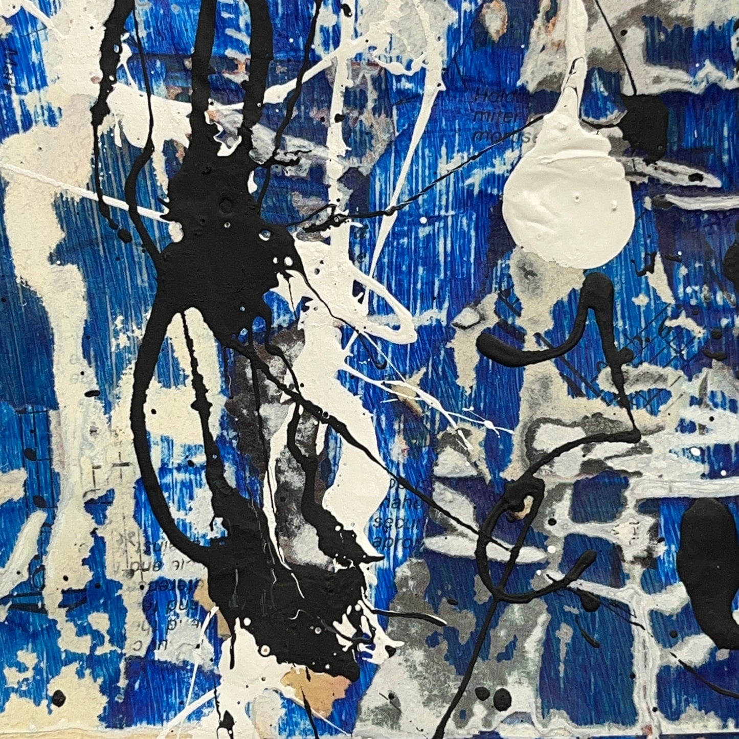 Original Framed Mixed Media Modern Art Collage 8x10 "Blue Steam" Set of 2