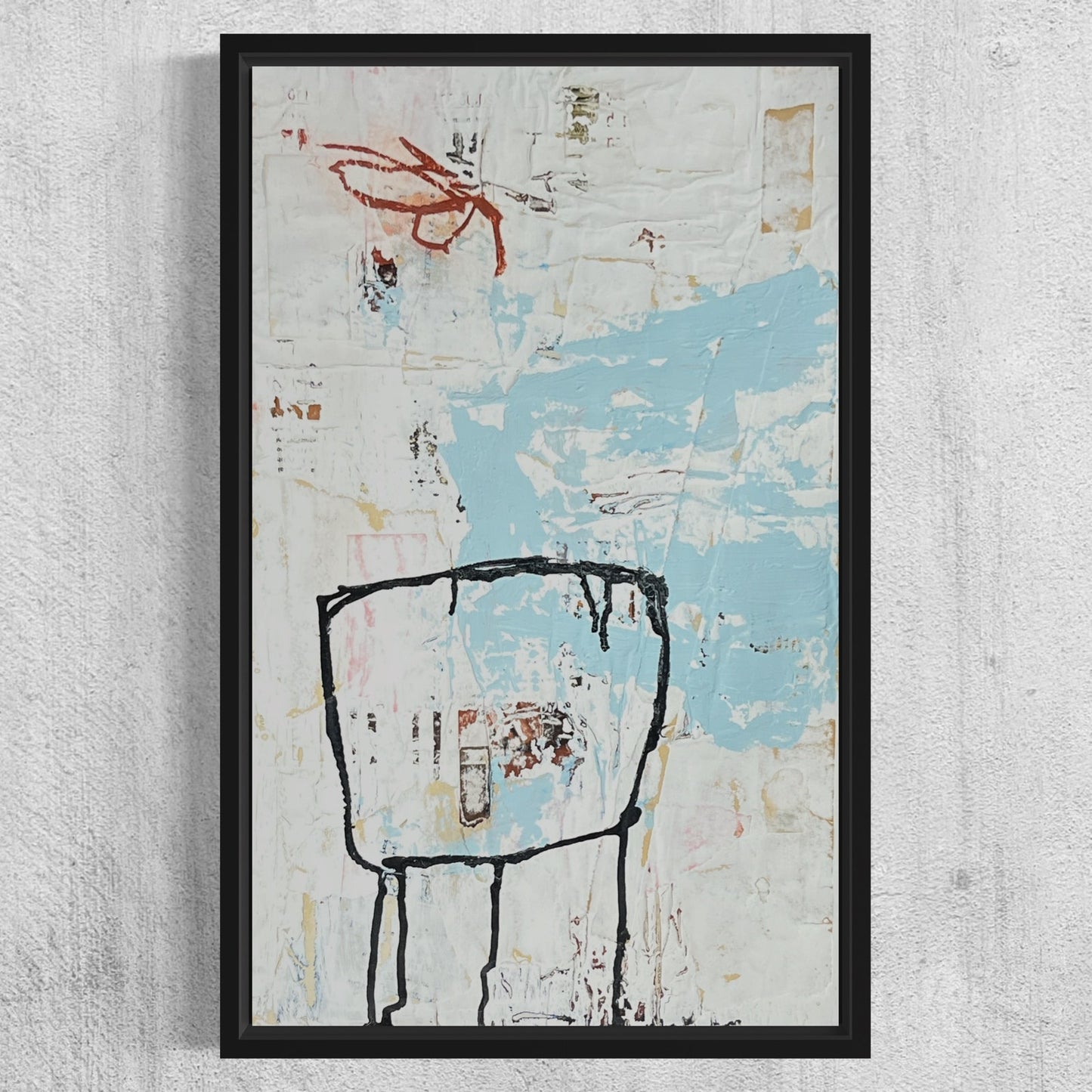 Original Framed Mixed Media Modern Art Collage Painting 12x18 "Observer"