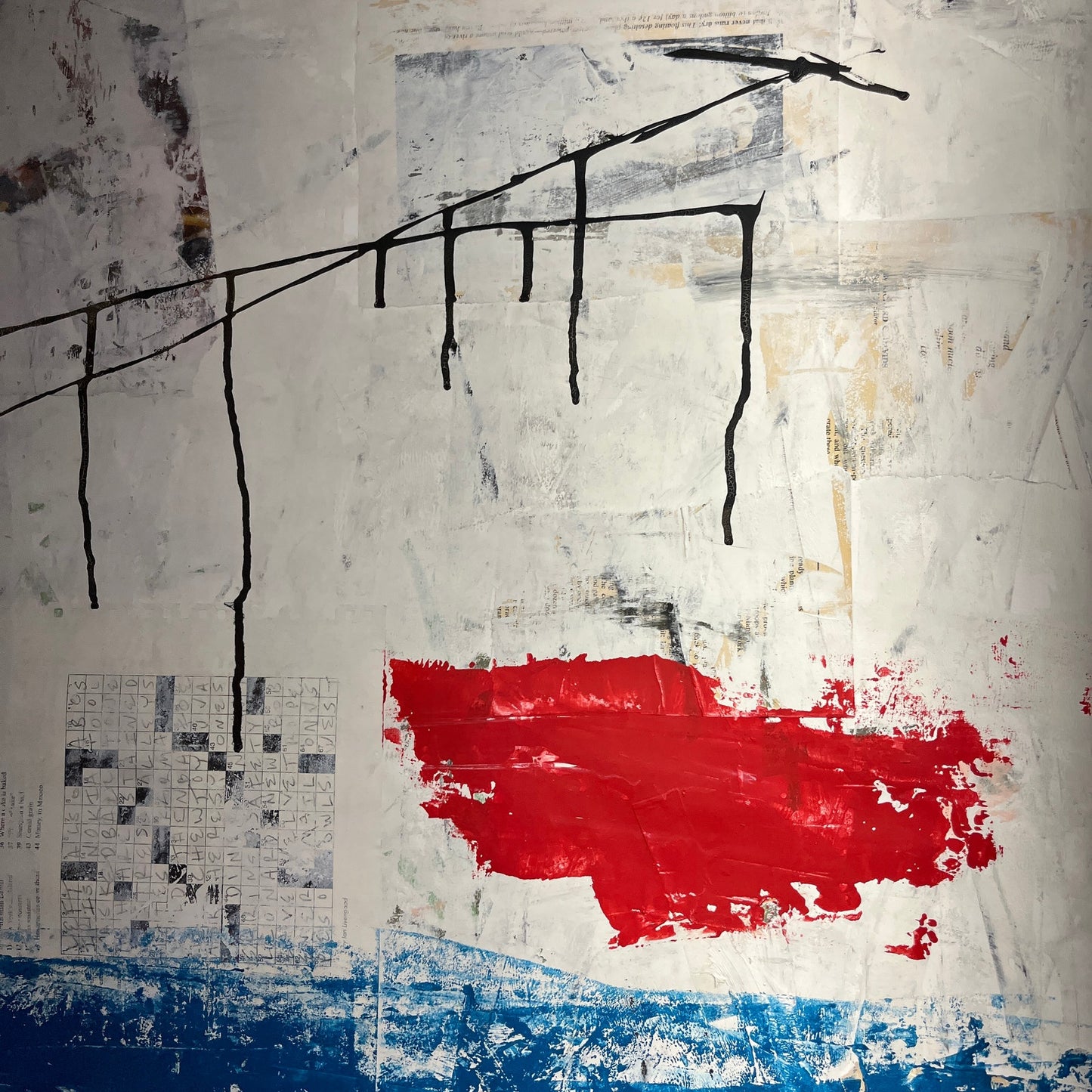 Original Mixed Media Abstract Modern Art Painting 24x36 "Polemomania" Signed