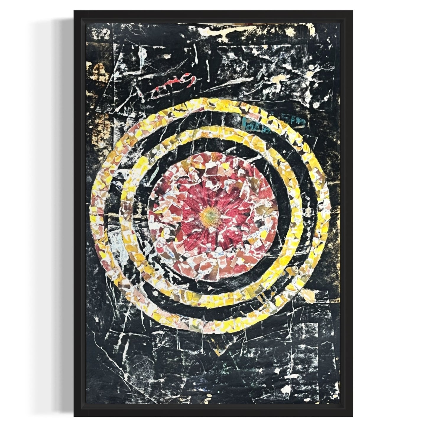Original Framed Mixed Media Modern Art Collage Painting 12x18 "Obvolvent"