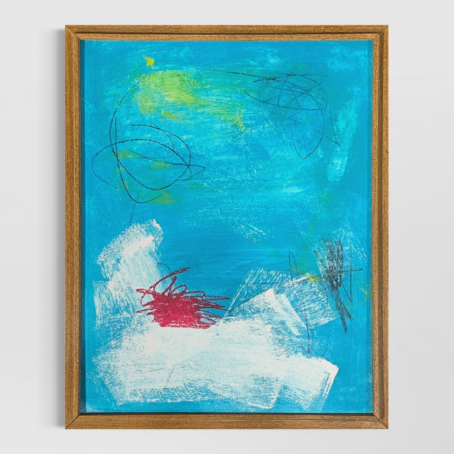 Original Framed Mixed Media Abstract Art Painting "Temperature" 12x15