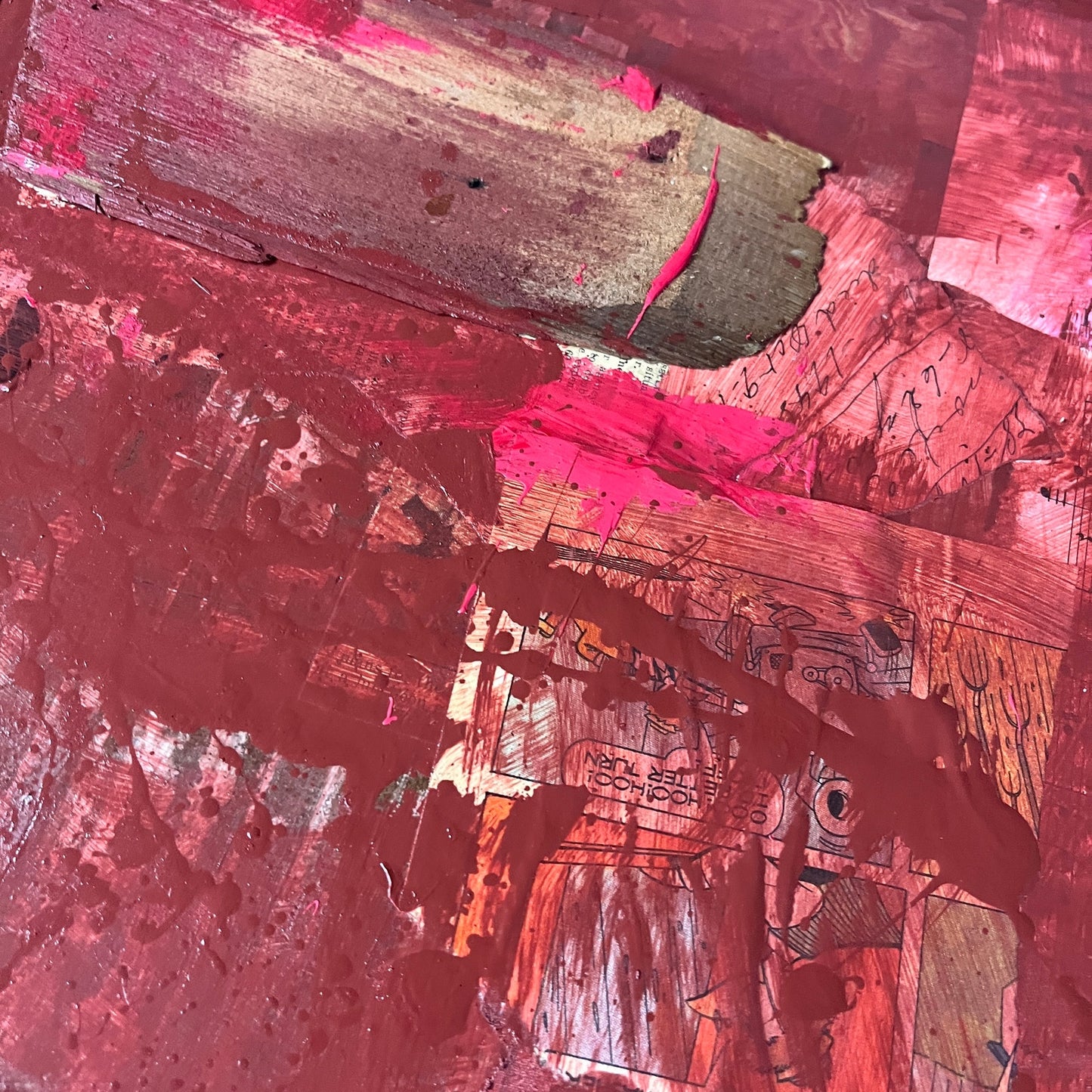 Original Framed Mixed Media Abstract Art Collage Assemblage 27x36 "Biography"