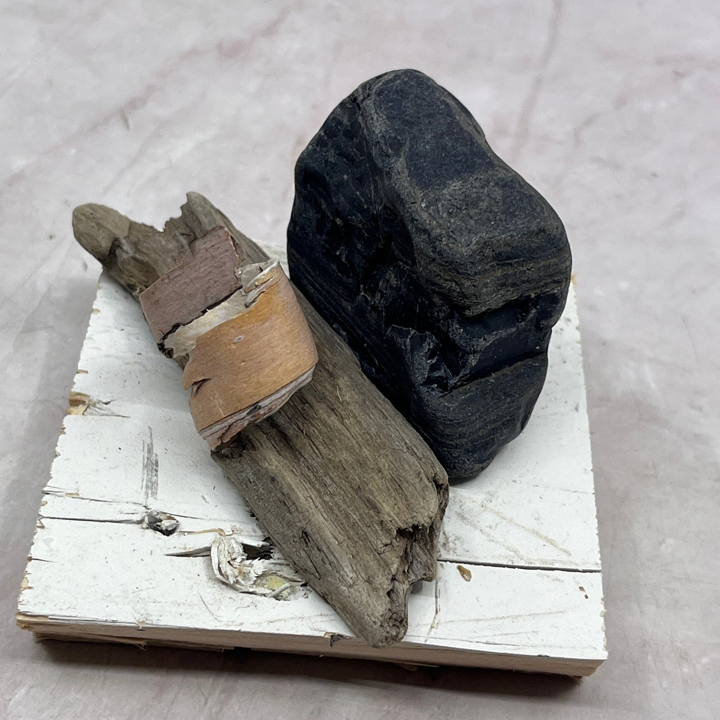 Original Minimalist Art Assemblage Sculpture 3x3x2 "North Shore Fractals #3"