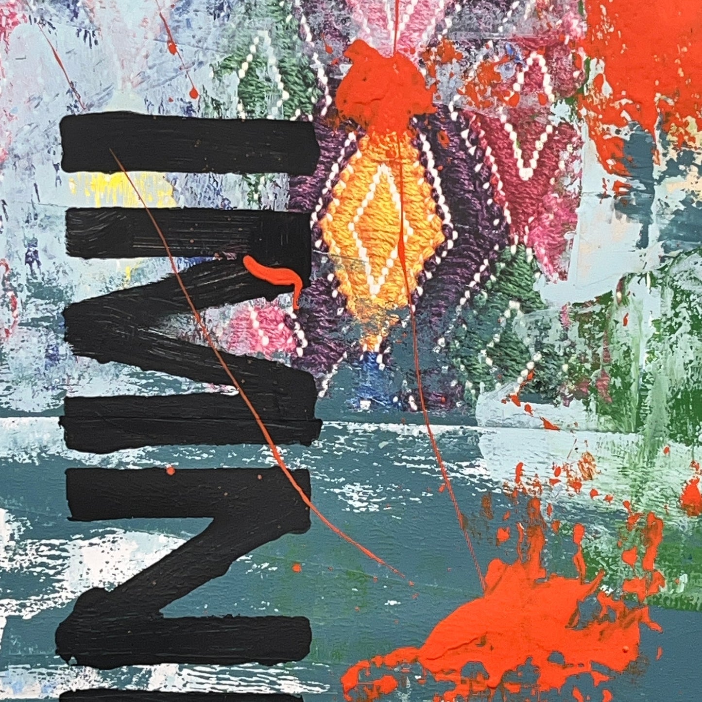 Original Mixed Media Abstract Modern Art Painting 24x36 "IMNI" Signed