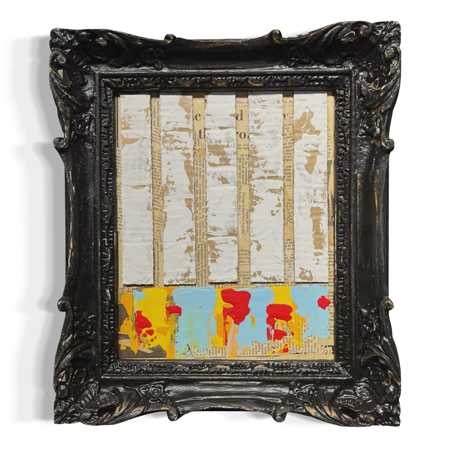 Original Framed Mixed Media Abstract Art Painting 13x15 "Credential"