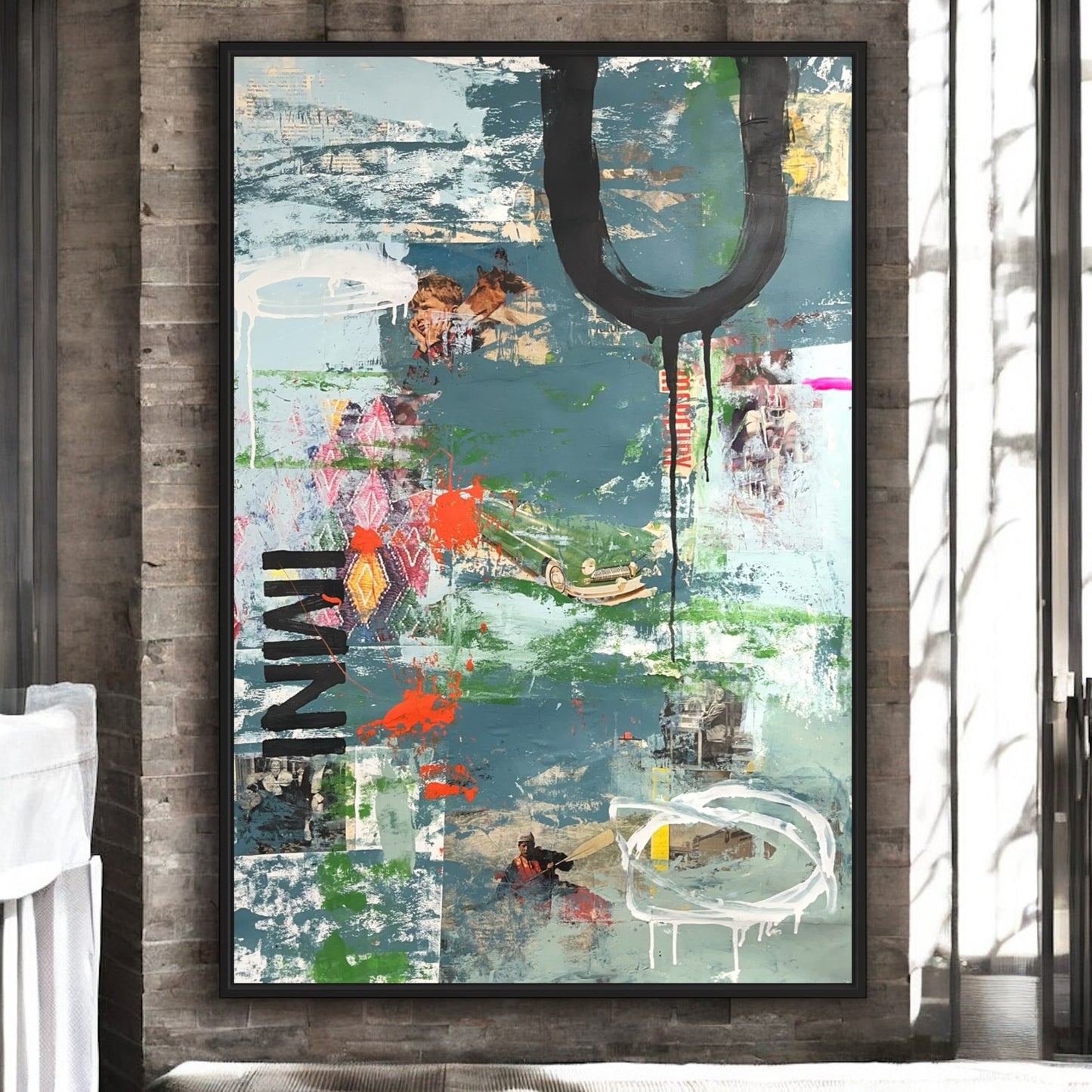 Original Mixed Media Abstract Modern Art Painting 24x36 "IMNI" Signed