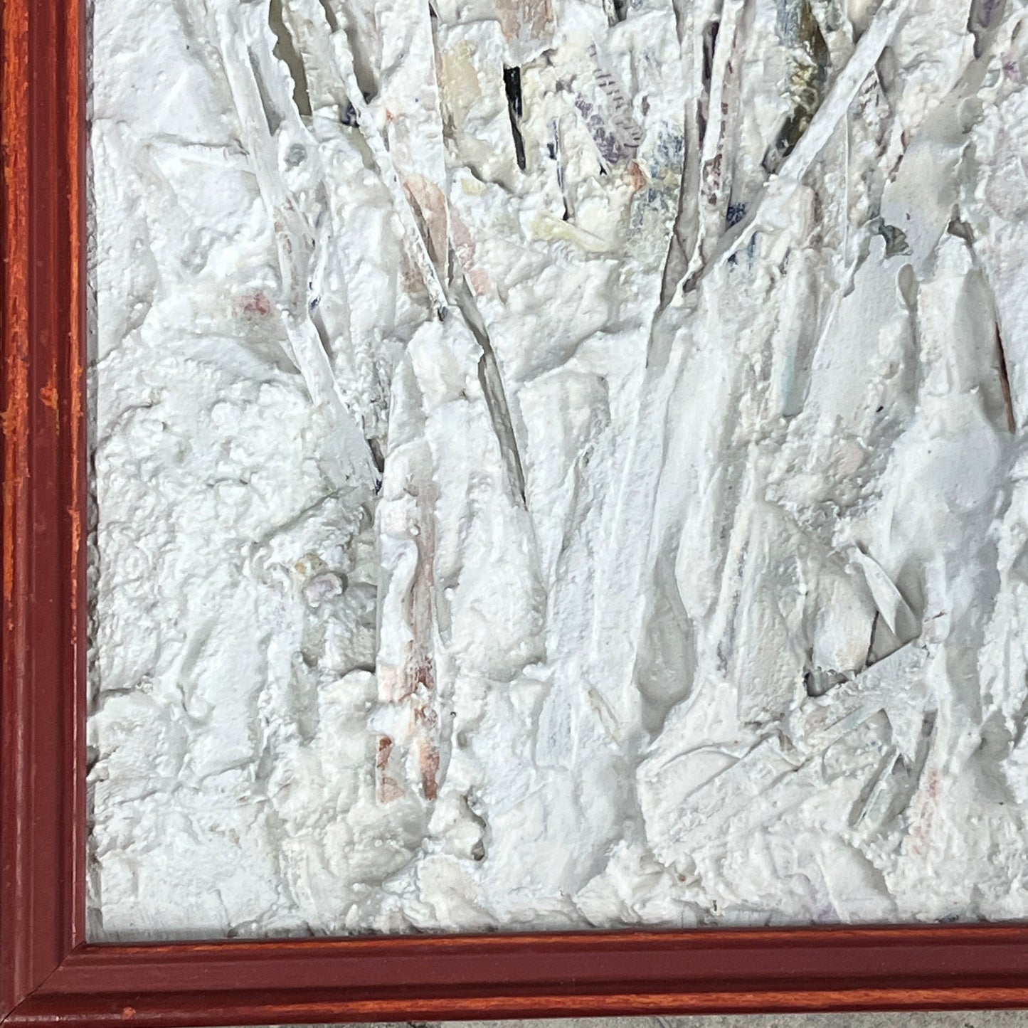 Original Framed Minimalist Abstract Art Painting Collage 6x10 "Vasculature #1"