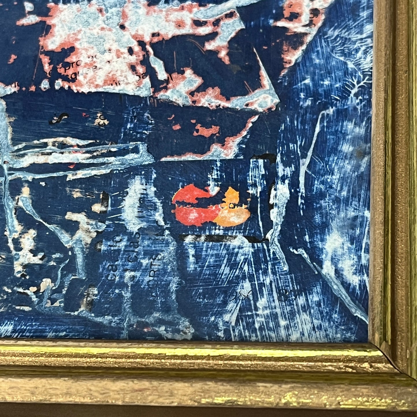 Original Framed Mixed Media Abstract Art Collage 9x11 "Midnight"