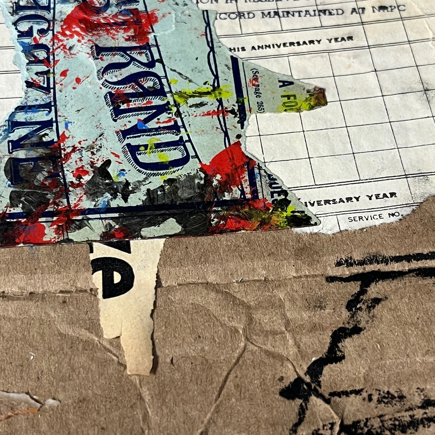 Original Mixed Media Abstract Art Collage 11x12 "Sima Strand"
