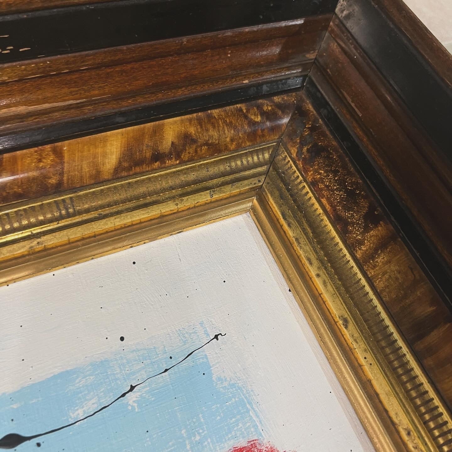 Original Framed Mixed Media Abstract Art Painting 17x20 "Systole"