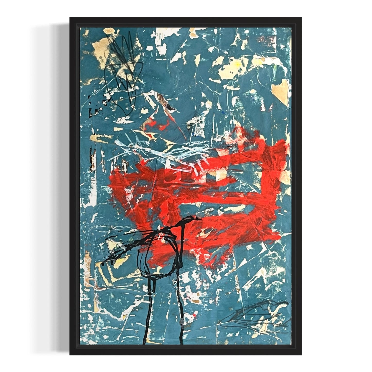 Original Framed Mixed Media Modern Art Collage Painting 12x18 "Hypsometer"