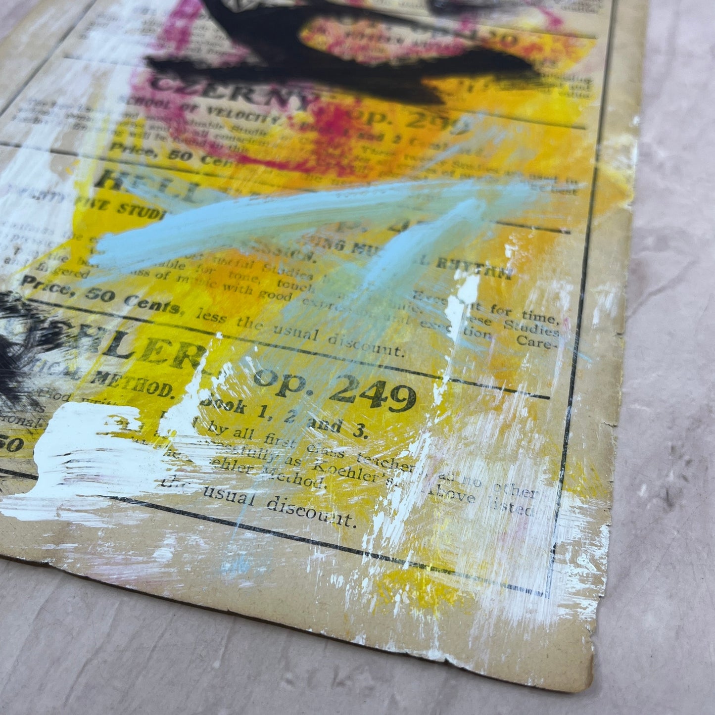 Original Abstract Art Painting "Czerny" On Sheet Music 7x10