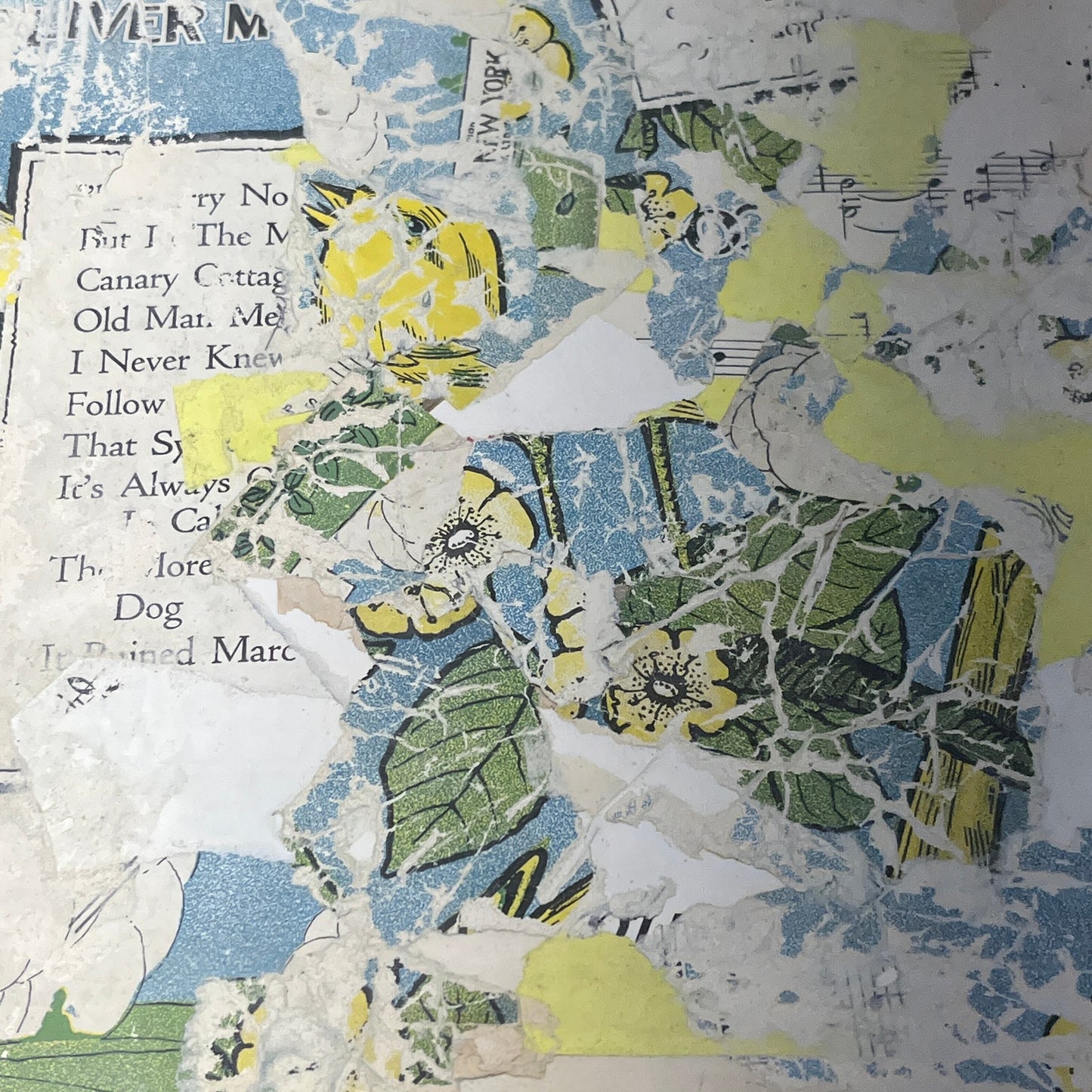 Original Mixed Media Abstract Art Collage 10x13 "1916 I Never Knew Sheet Music"