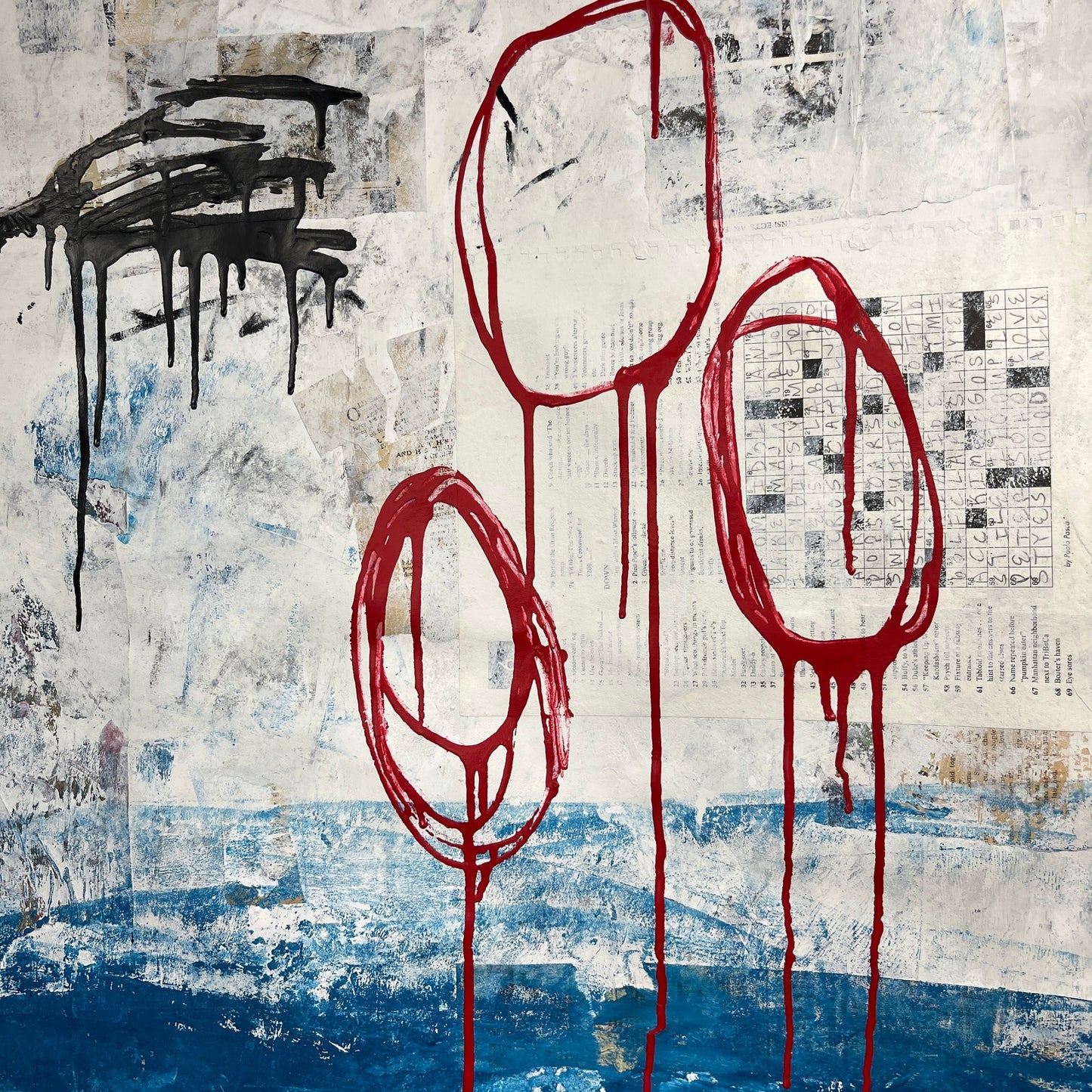 Original Mixed Media Abstract Modern Art Painting 24x36 "Verticity" Signed