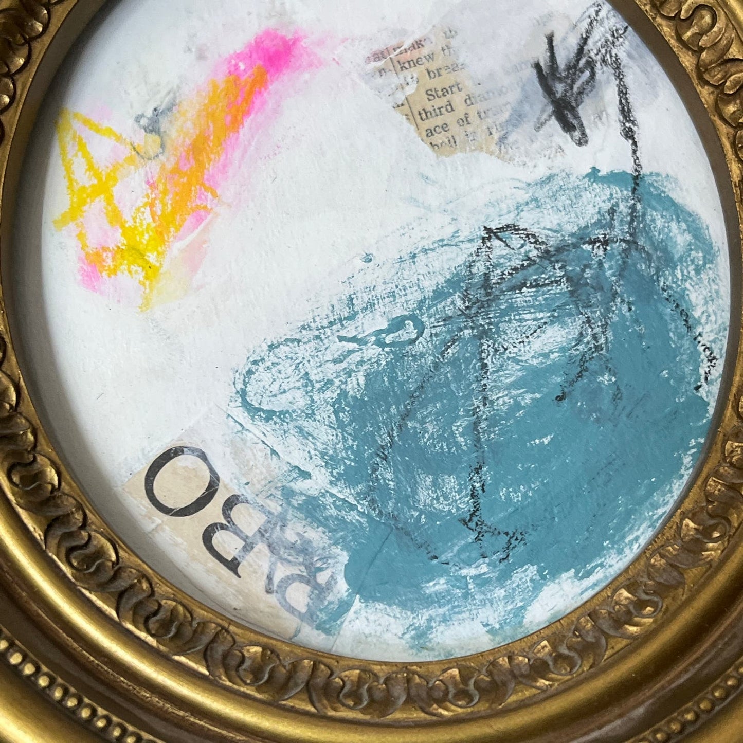Original Framed Mixed Media Abstract Art Painting "Third Diamond" 6.75x8 TJ4