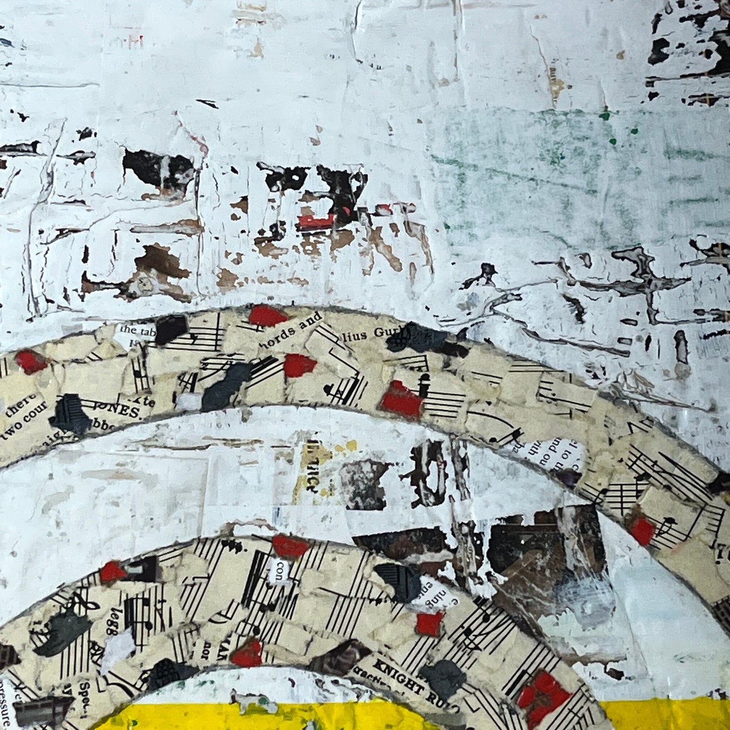 Original Framed Mixed Media Modern Art Collage Painting 12x18 "Coastic"