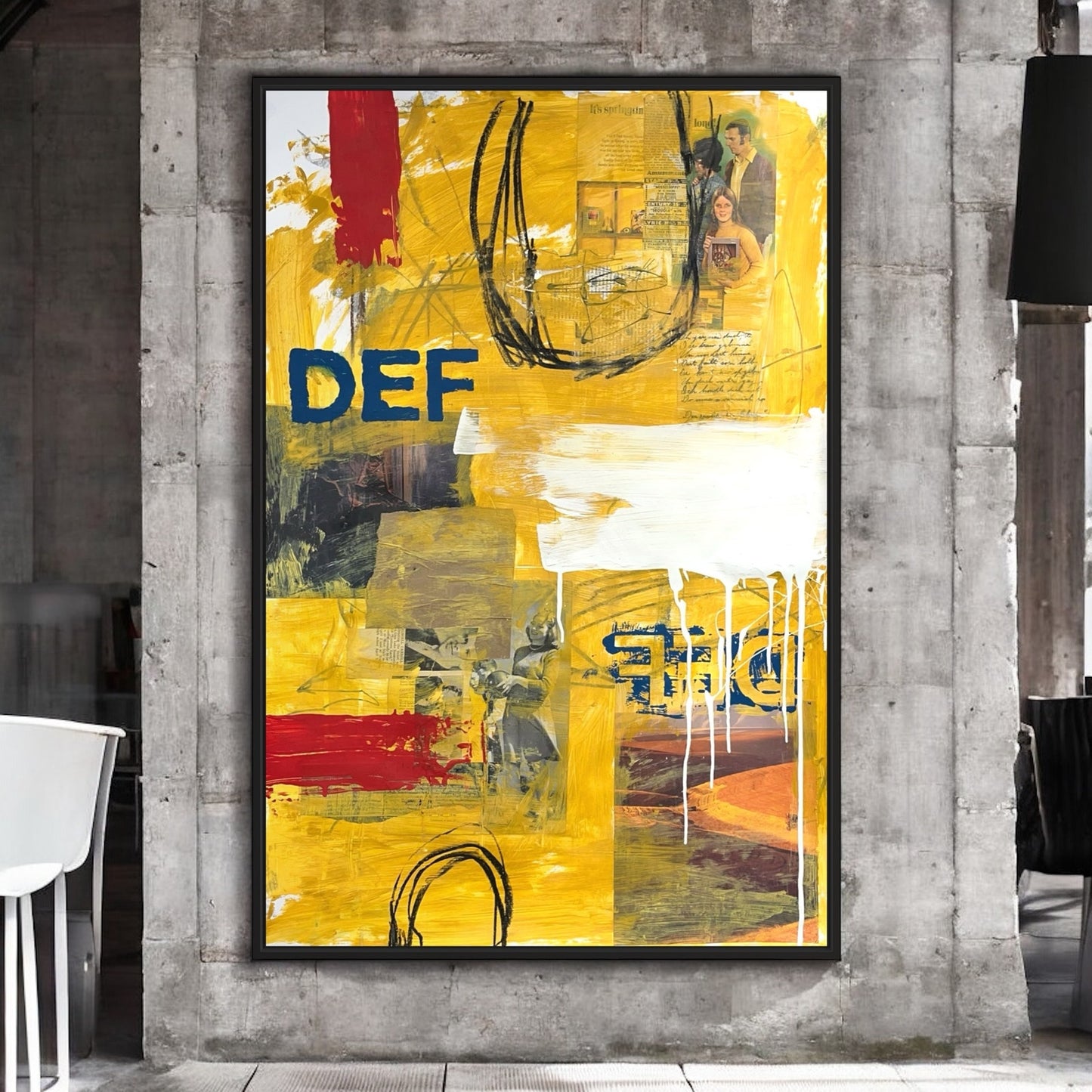 Original Mixed Media Abstract Modern Art Painting 24x36 "DEF" Signed