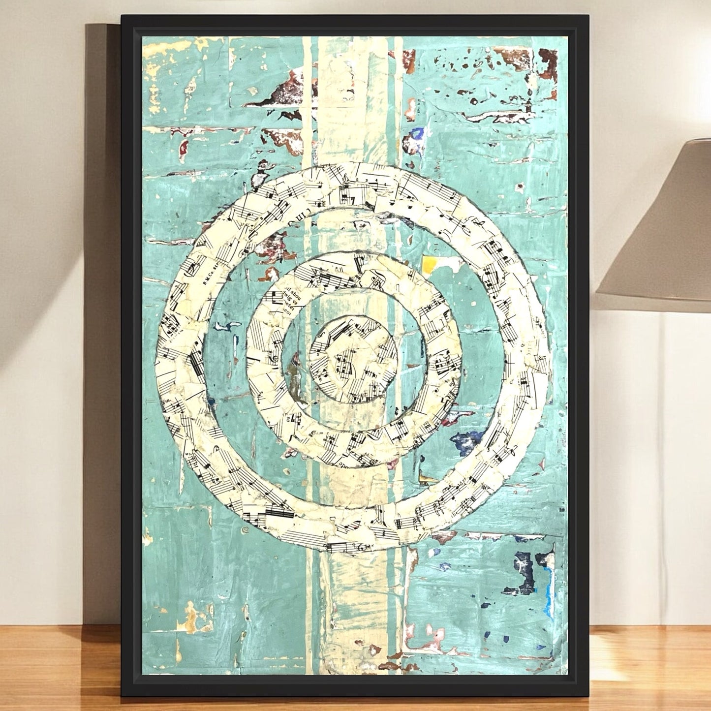 Original Framed Mixed Media Modern Art Collage Painting 12x18 "Ritual"