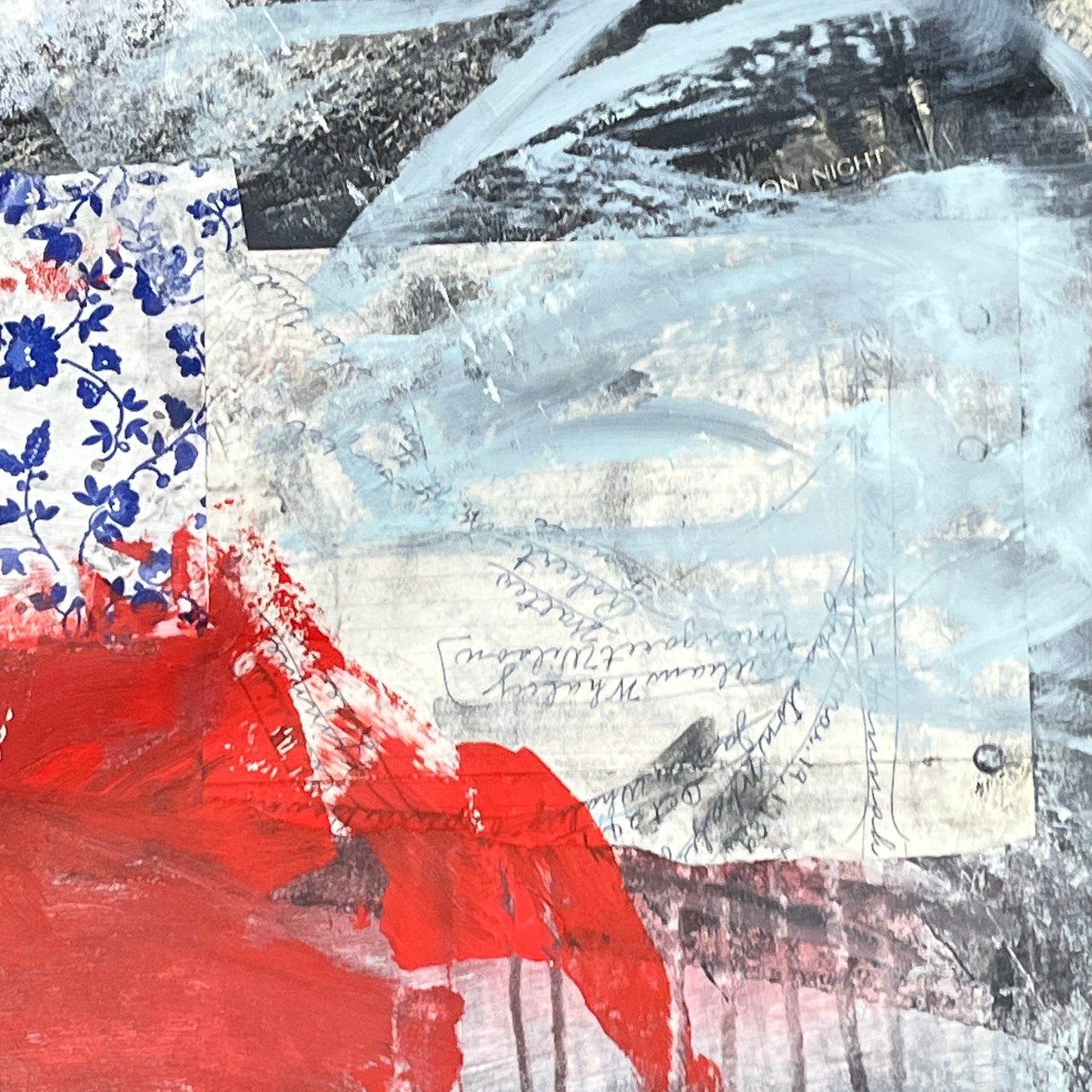 Original Mixed Media Abstract Modern Art Painting 24x36 “Times Square 1945"