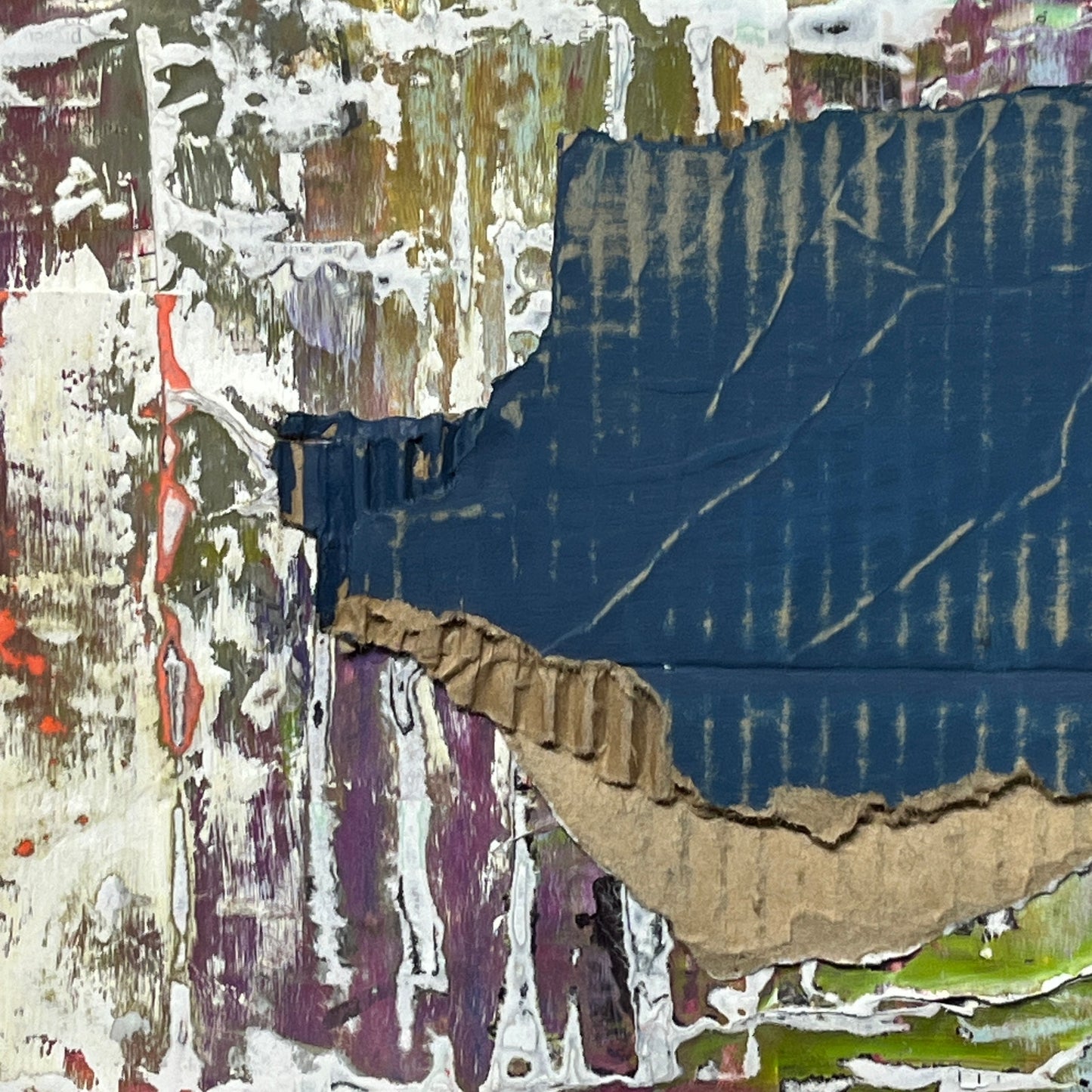 Original Framed Mixed Media Modern Art Collage Painting 12x18 "Threshold"