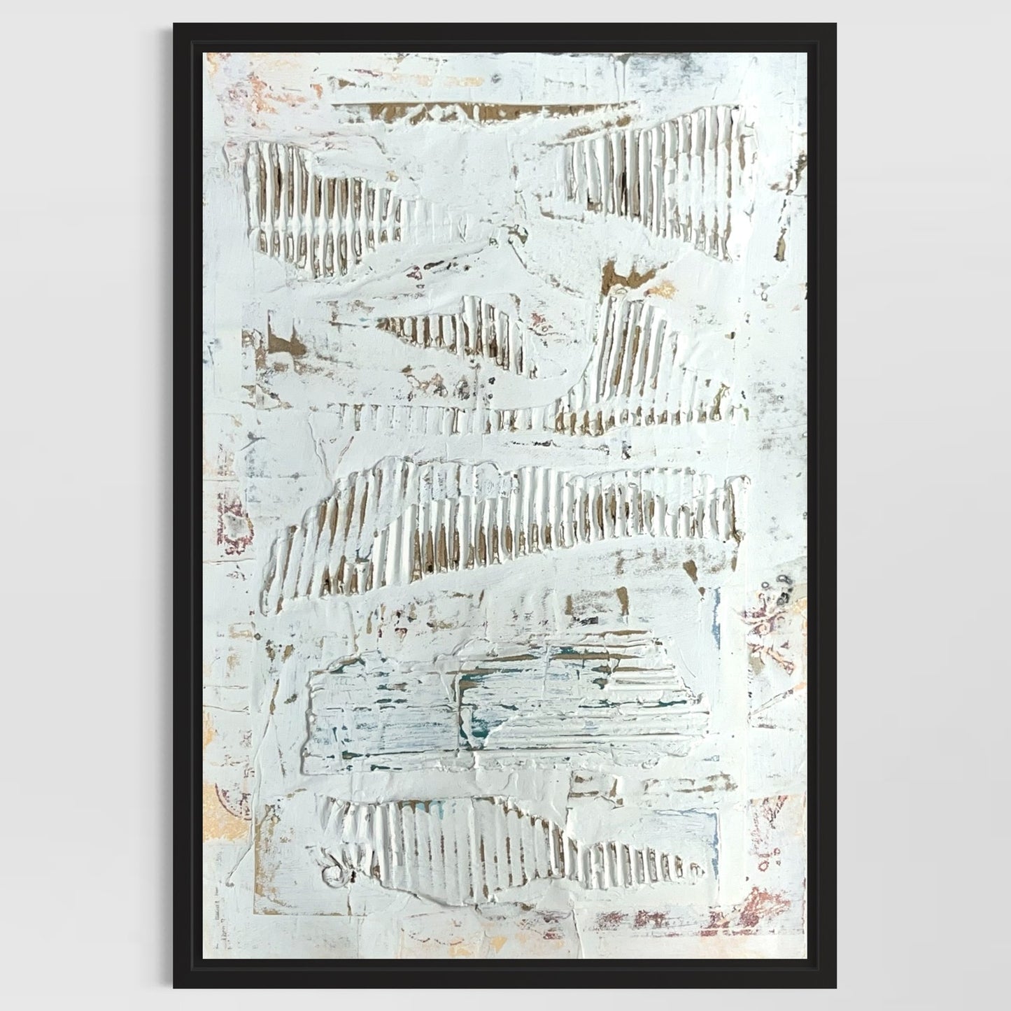 Original Framed Minimalist Modern Art Collage Painting 12x18 "Blastogenesis"