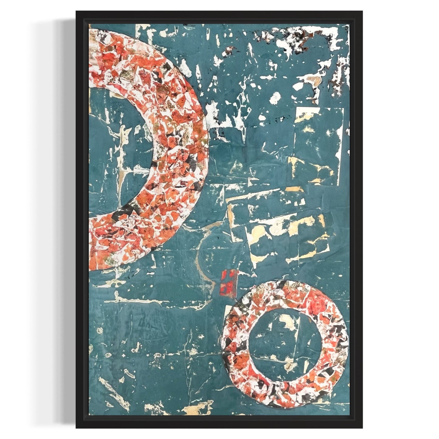 Original Framed Mixed Media Modern Art Collage Painting 12x18 "Paludal"