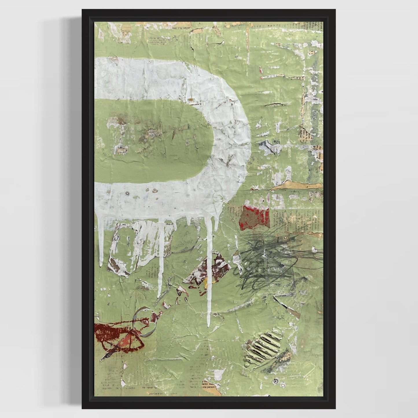 Original Framed Mixed Media Modern Art Collage Painting 12x18 "Assibilate"