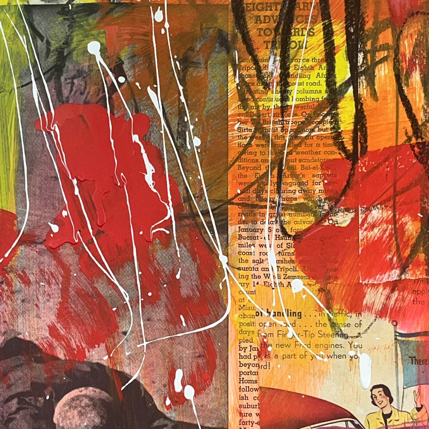 Original Mixed Media Abstract Modern Art Painting 18x24 "Pyrrhous" Signed