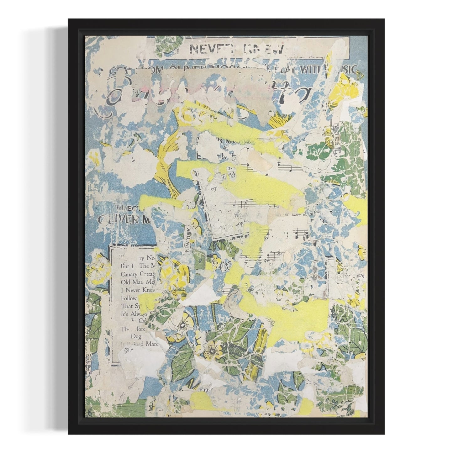 Original Mixed Media Abstract Art Collage 10x13 "1916 I Never Knew Sheet Music"