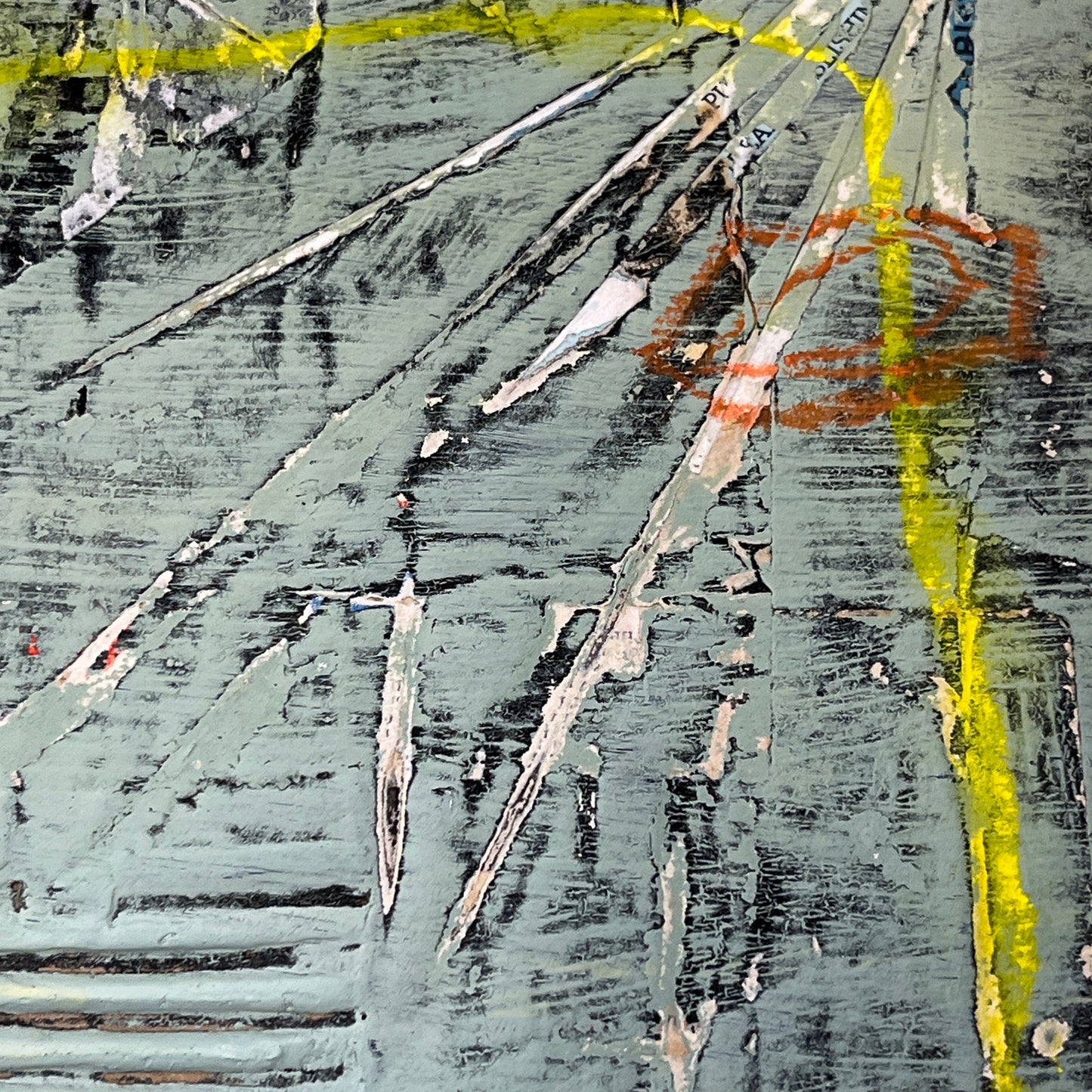 Original Minimalist Modern Art Collage Painting 8.5x11 "Graphospasm" Signed