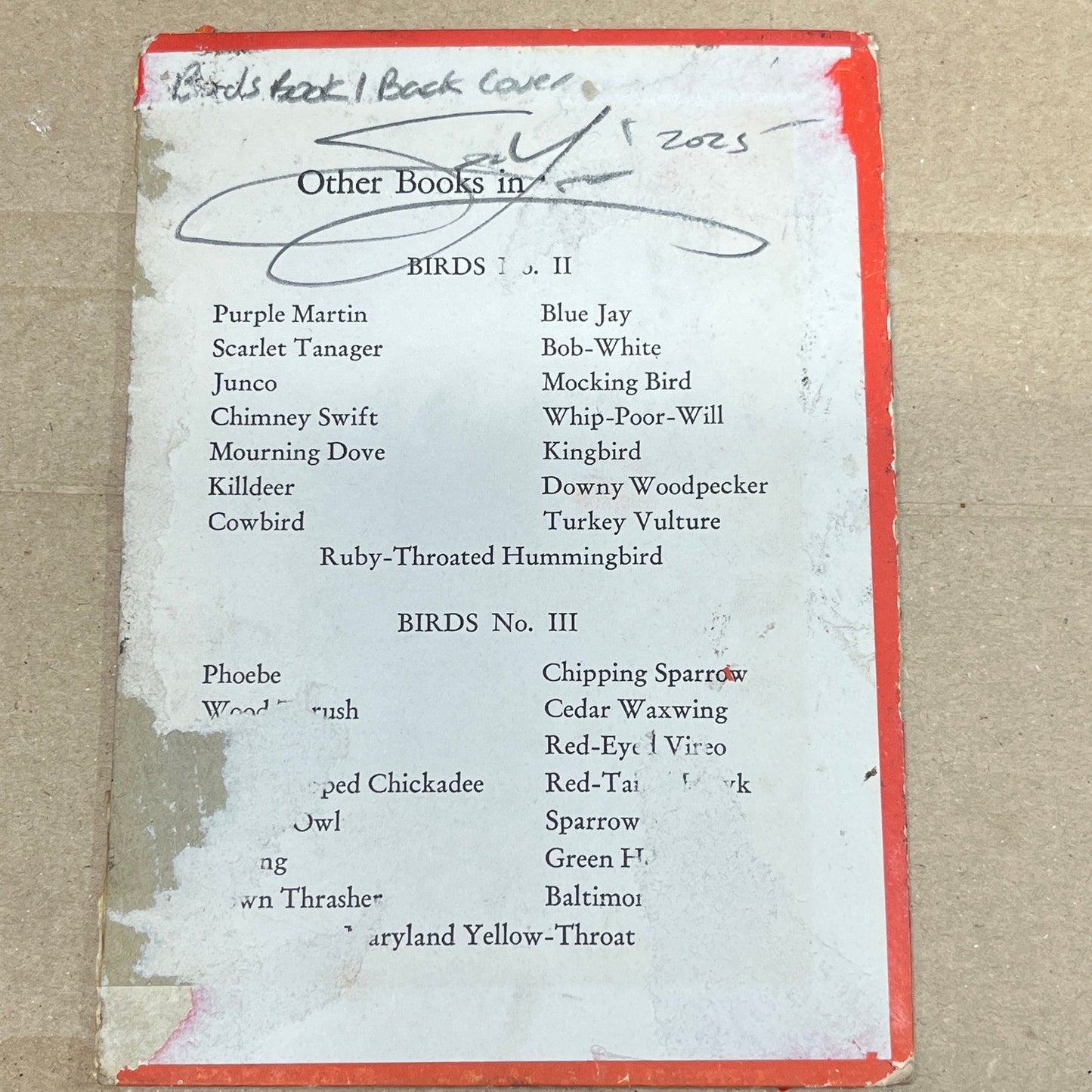 Original Abstract Modern Art Bird Painting "Birds Book I Back Cover" Signed