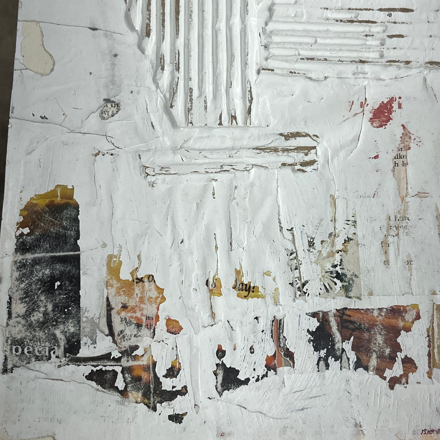 Original Framed Minimalist Modern Art Collage Painting 12x18 "Saltigrade"