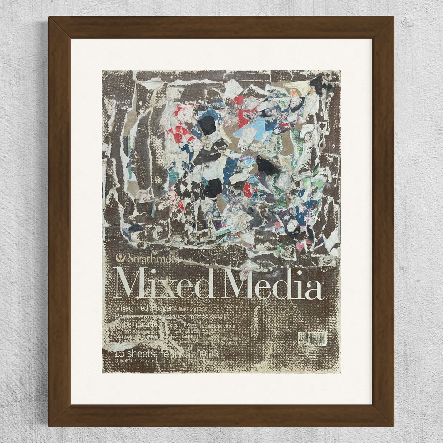 Original Mixed Media Abstract Art 11x14 "Strathmore Sketchbook Cover Collage"