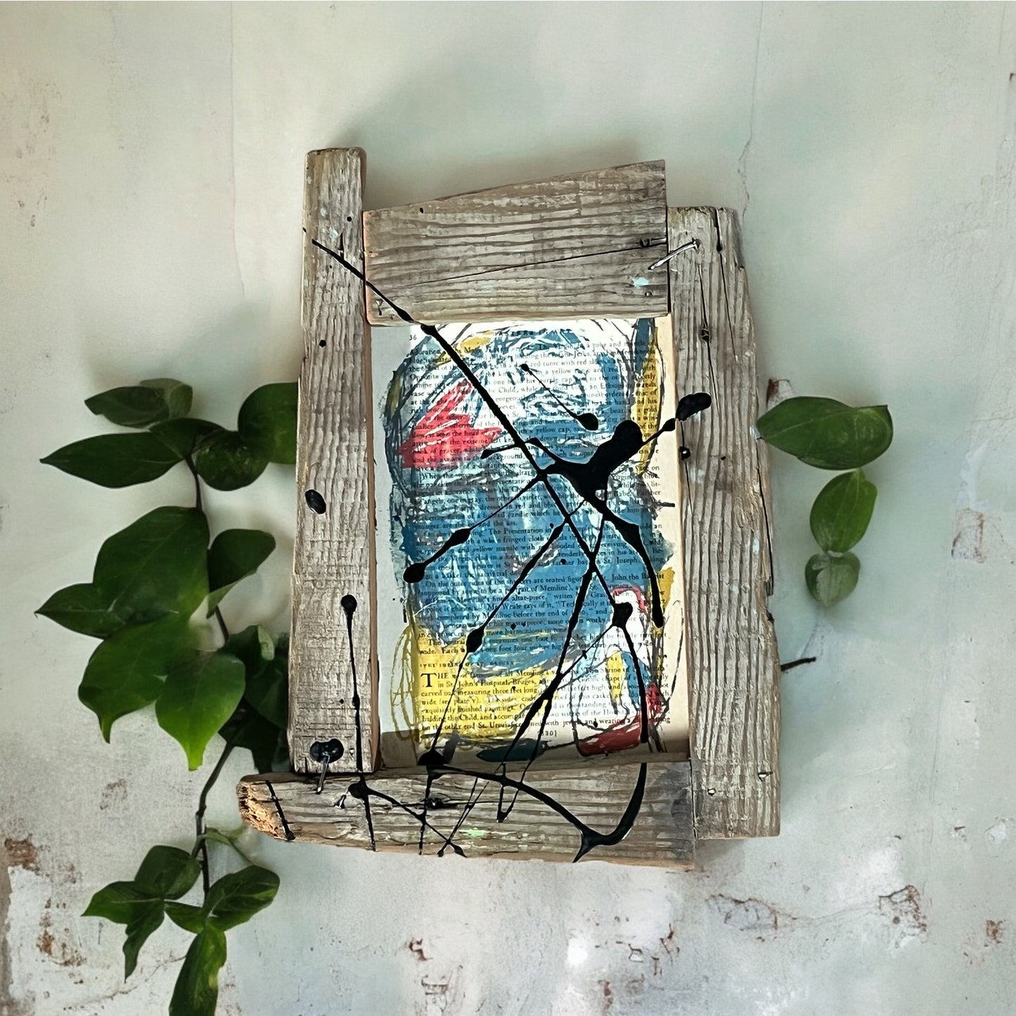 Original Framed Mixed Media Abstract Art Painting 6x9 "Incongruous"