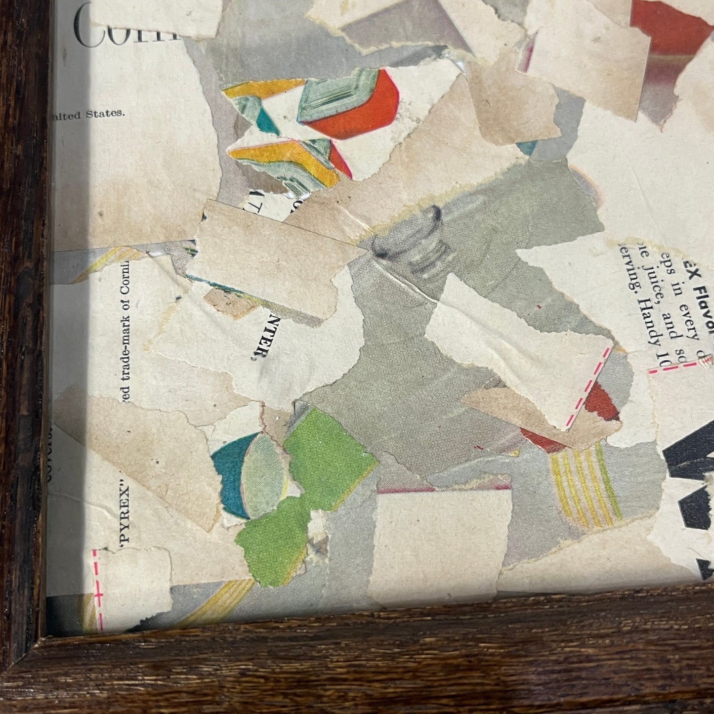 Original Framed Mixed Media Abstract Art Collage Painting 10x12 "1952 Pyrex Ad"