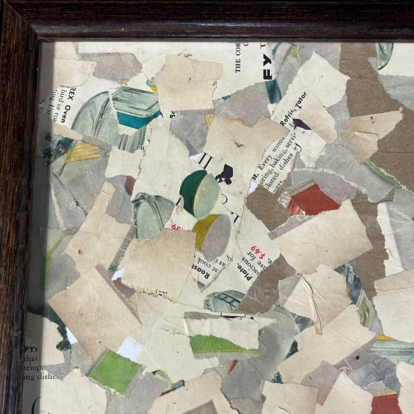Original Framed Mixed Media Abstract Art Collage Painting 10x12 "1952 Pyrex Ad"