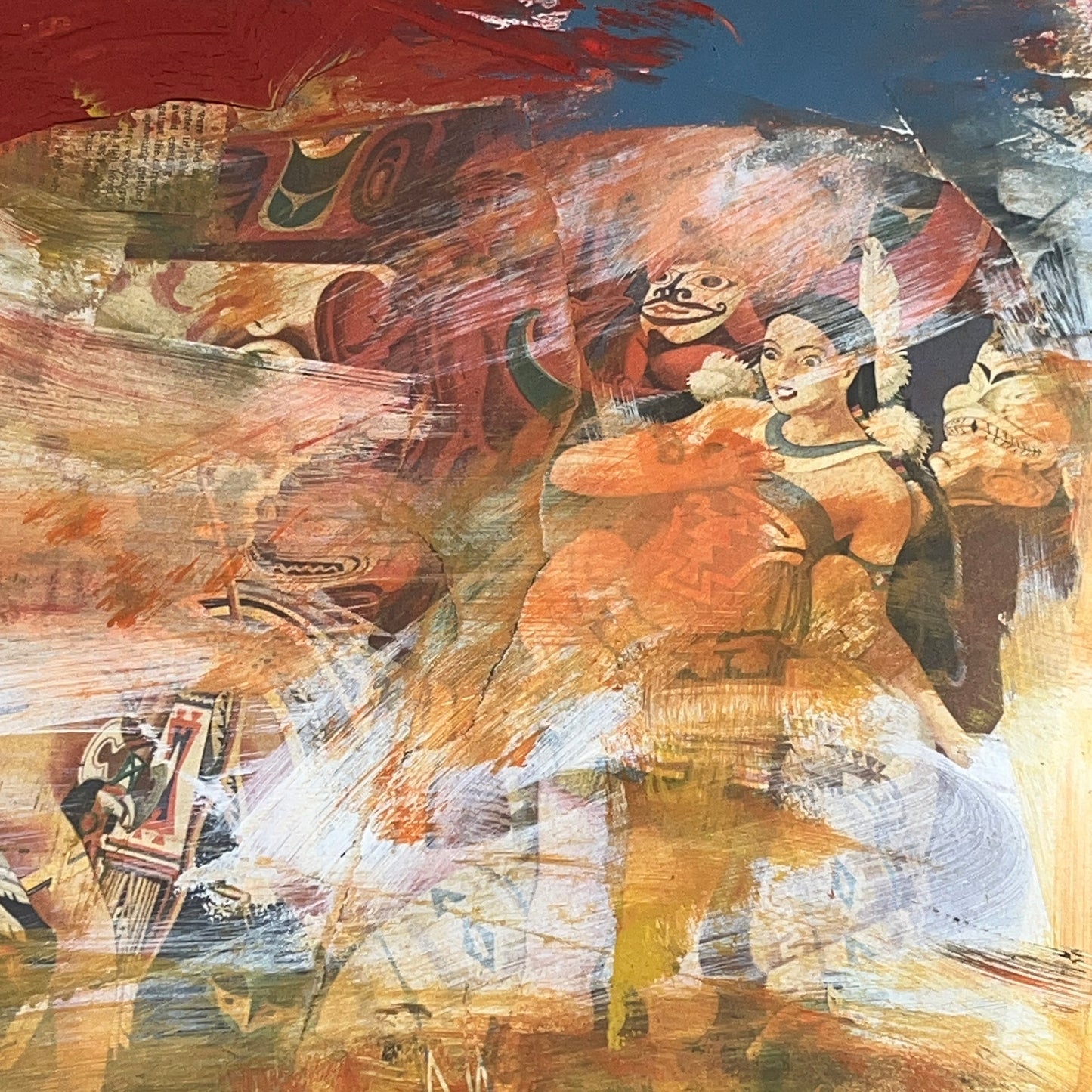 Original Mixed Media Abstract Modern Art Painting 24x36 “Oasts to Win" Signed