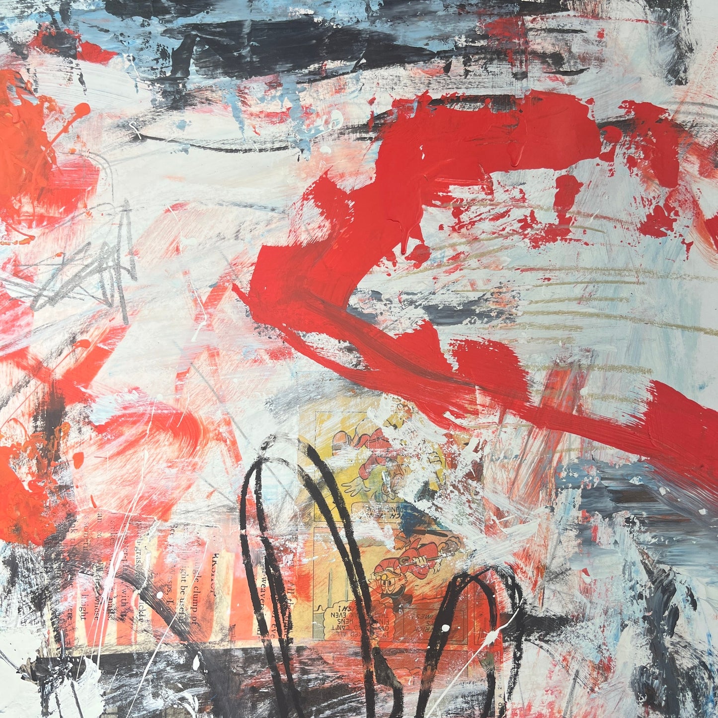 Original Mixed Media Abstract Modern Art Painting 18x24 "Vettura" Signed