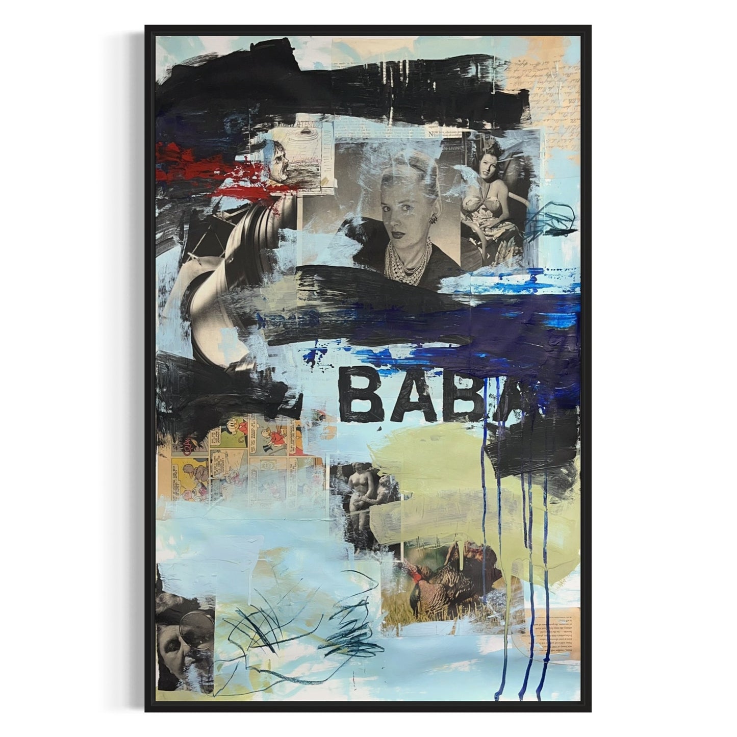 Original Mixed Media Abstract Modern Art Painting 24x36 "Baba" Signed